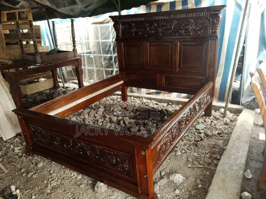 Premium Solid Mahogany Hand-Carved Royal Swahili Bed Frame
