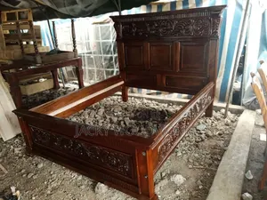 Premium Solid Mahogany Hand-Carved Royal Swahili Bed Frame