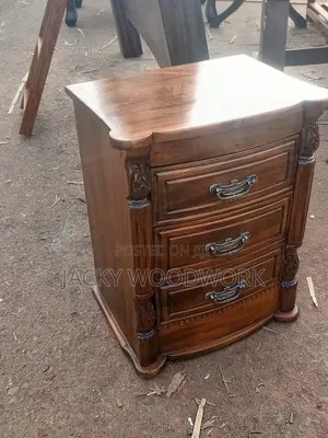 Premium Solid Mahogany 3-Drawer Nightstand With Antique Accents