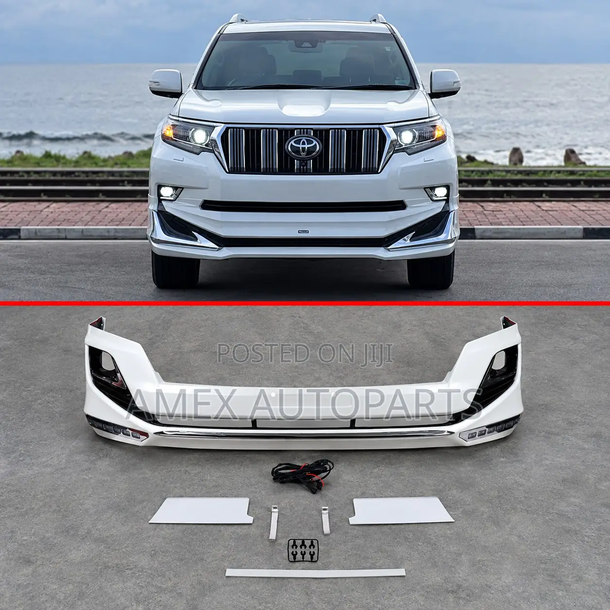 Front Only Bumper Lip Toyota L/Cruiser Prado 150 2015 Model With Led