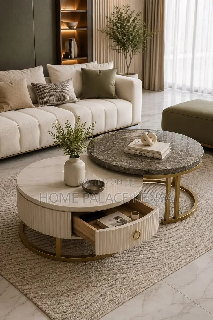 Coffee Table; Luxury Nesting Coffee Table Set for Modern Lounge