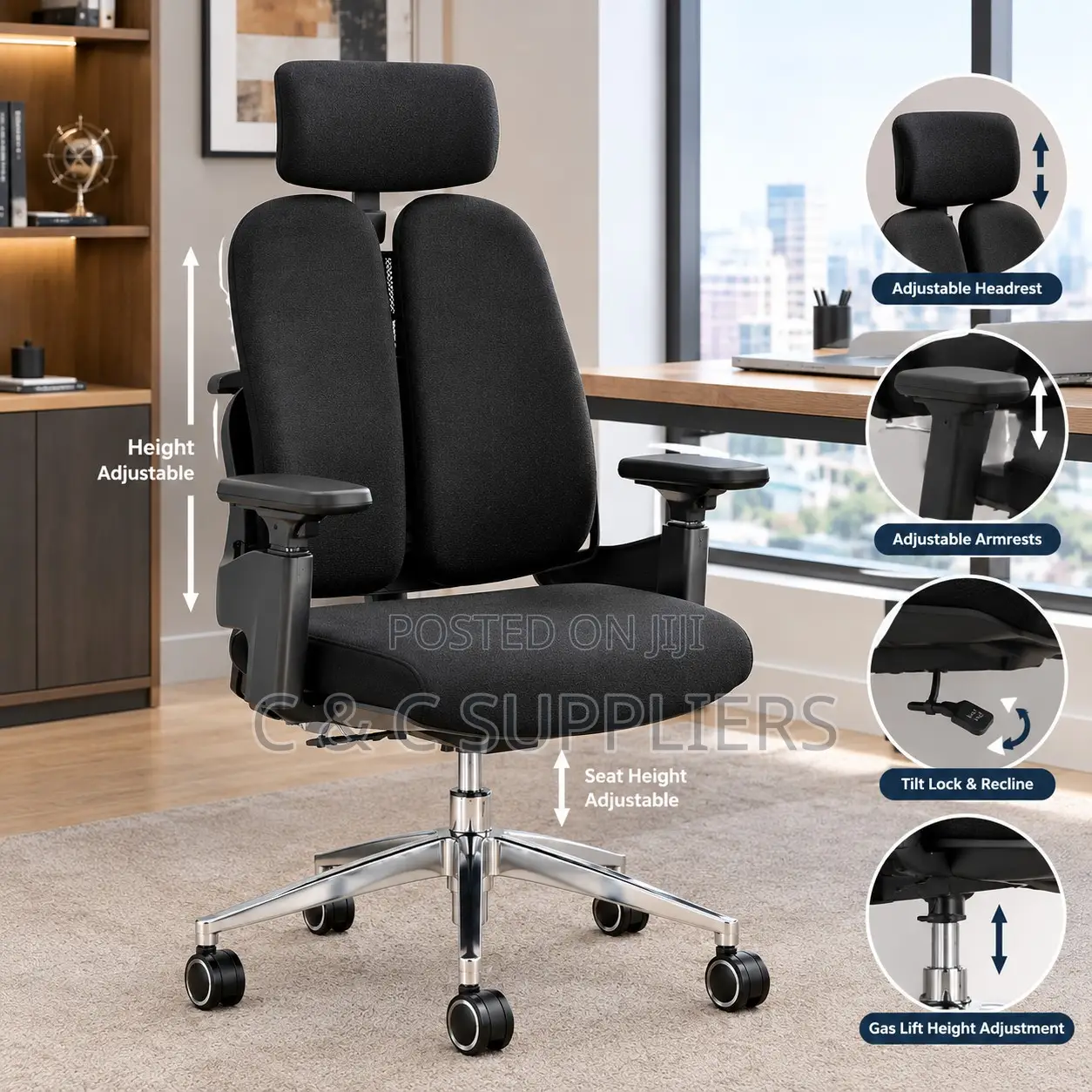 Executive Dual Back Chair With Lumber Support