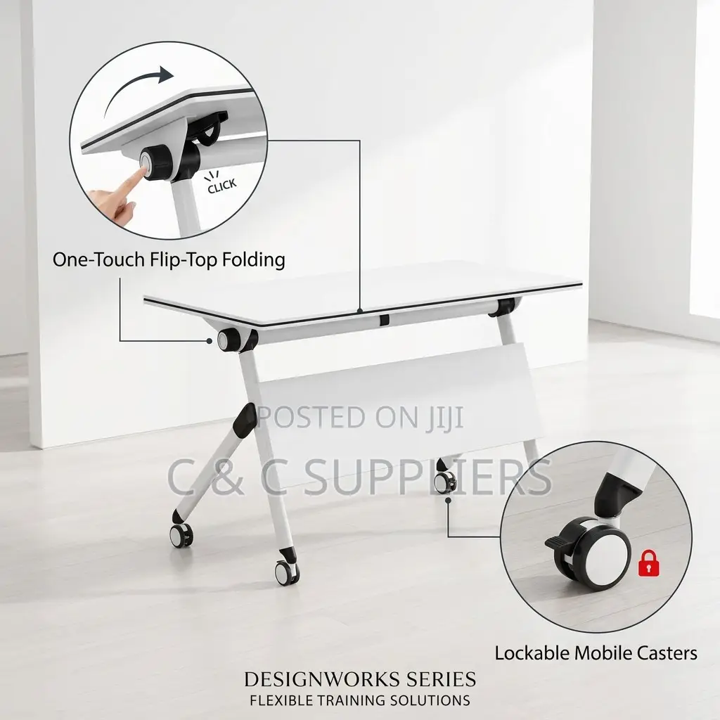 White Folding Study Table-120cm