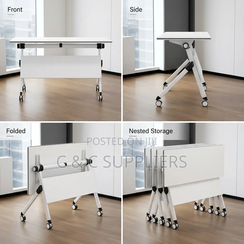 White Folding Study Table-120cm