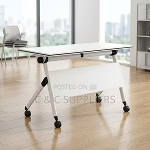 White Folding Study Table-120cm