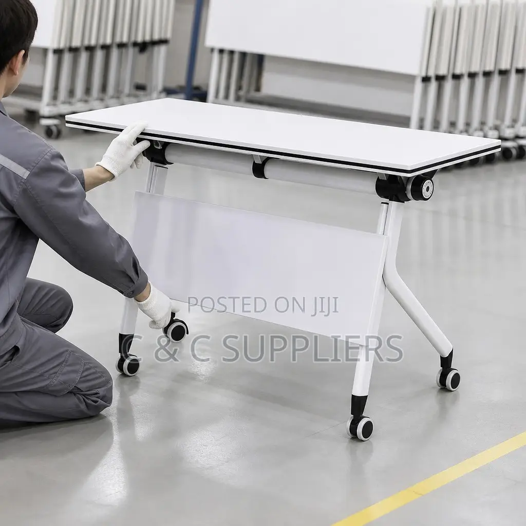 White Folding Study Table-120cm