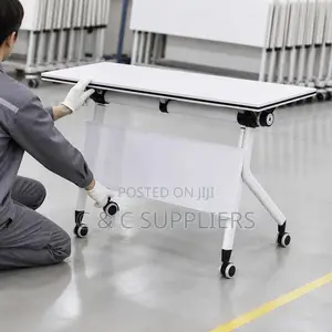 White Folding Study Table-120cm