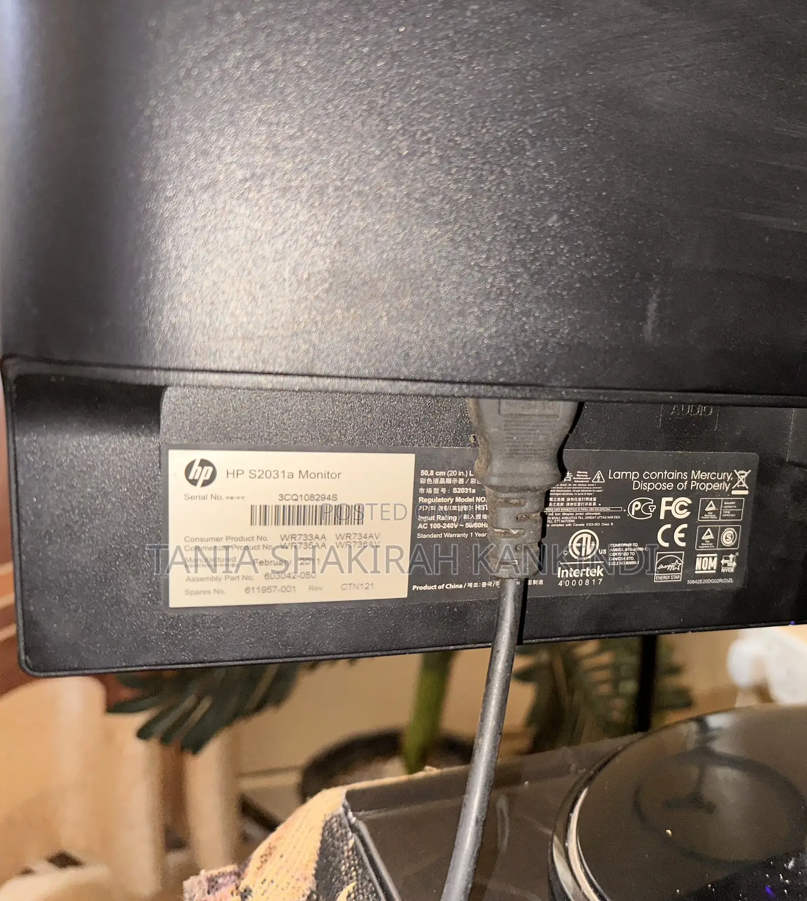HP S2031a, 20-Inch Widescreen LCD Monitor