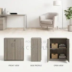 Grey 2-Door Credenza Cabinet
