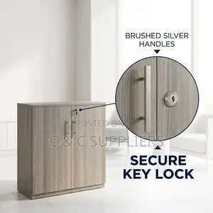 Grey 2-Door Credenza Cabinet