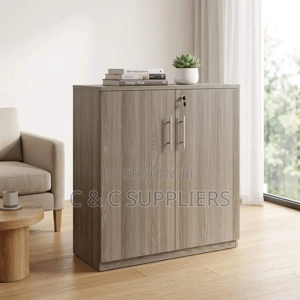 Grey 2-Door Credenza Cabinet