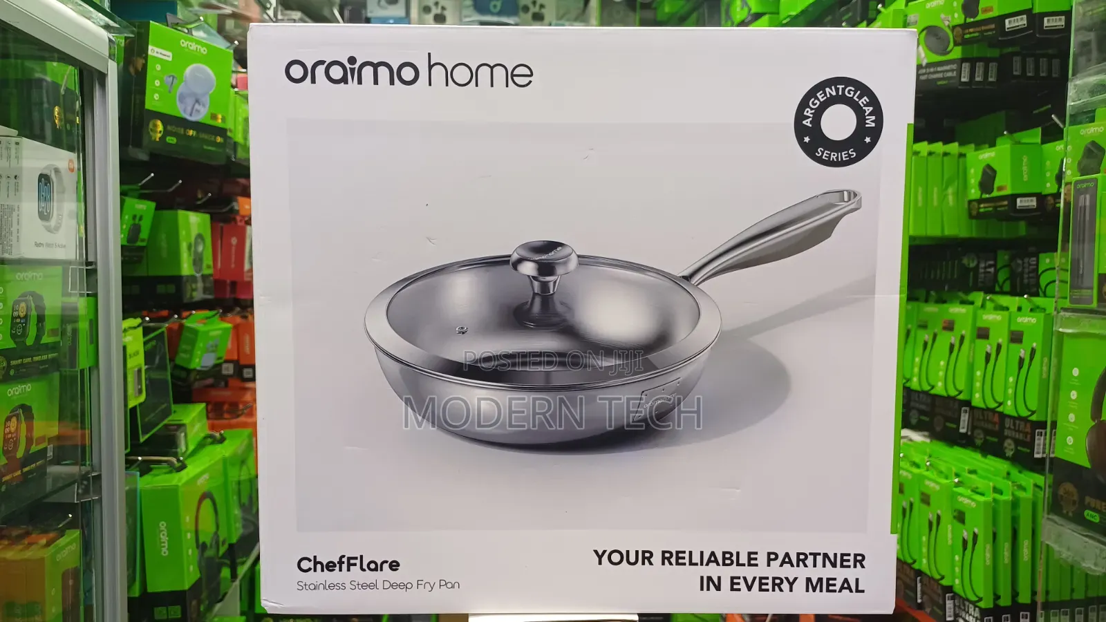 Oraimo ChefFlare 26cm Stainless Steel Deep Frying Pan With Glass Lid