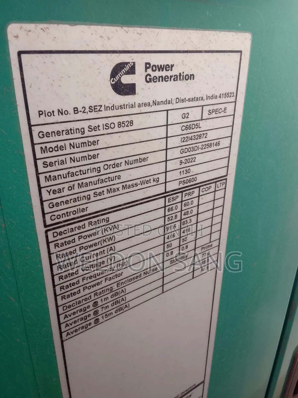 66kVA Cummins Diesel Generator