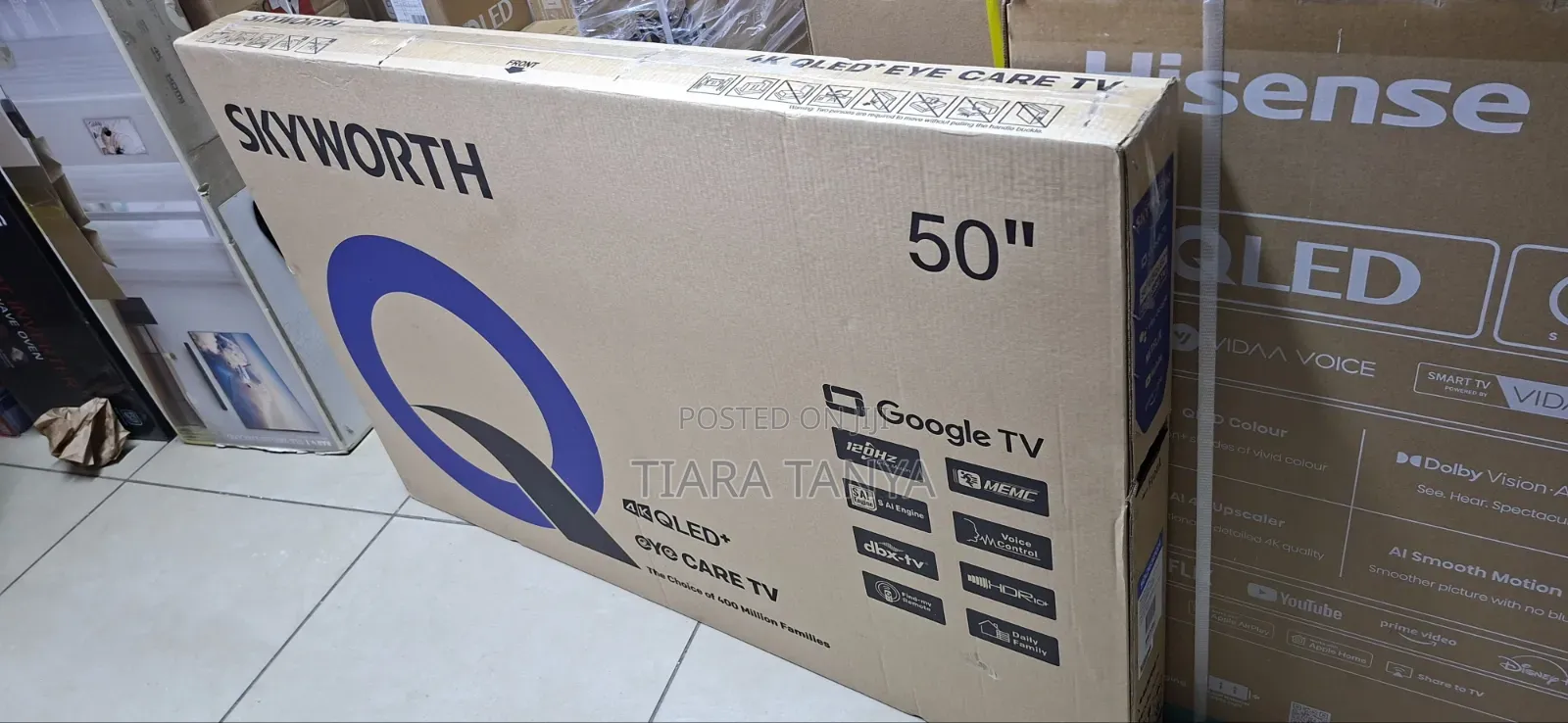 Skyworth 50Q6500G, 50-Inches QLED 2025 Frameless Google TV, Black