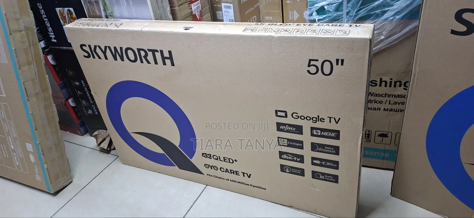 Skyworth 50Q6500G, 50-Inches QLED 2025 Frameless Google TV, Black