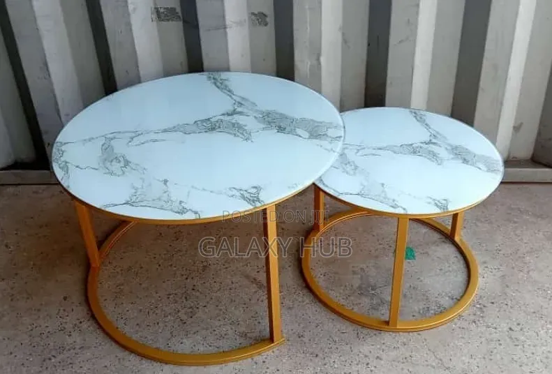 Round Glass Effect Coffee Table (White )