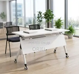 Office Table : White Pedestal Base 120CM Foldable Mobile Table