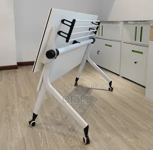 Office Table : White Pedestal Base 120CM Foldable Mobile Table