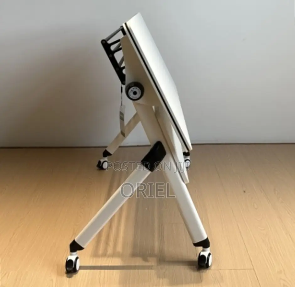 Office Table : White Pedestal Base 120CM Foldable Mobile Table