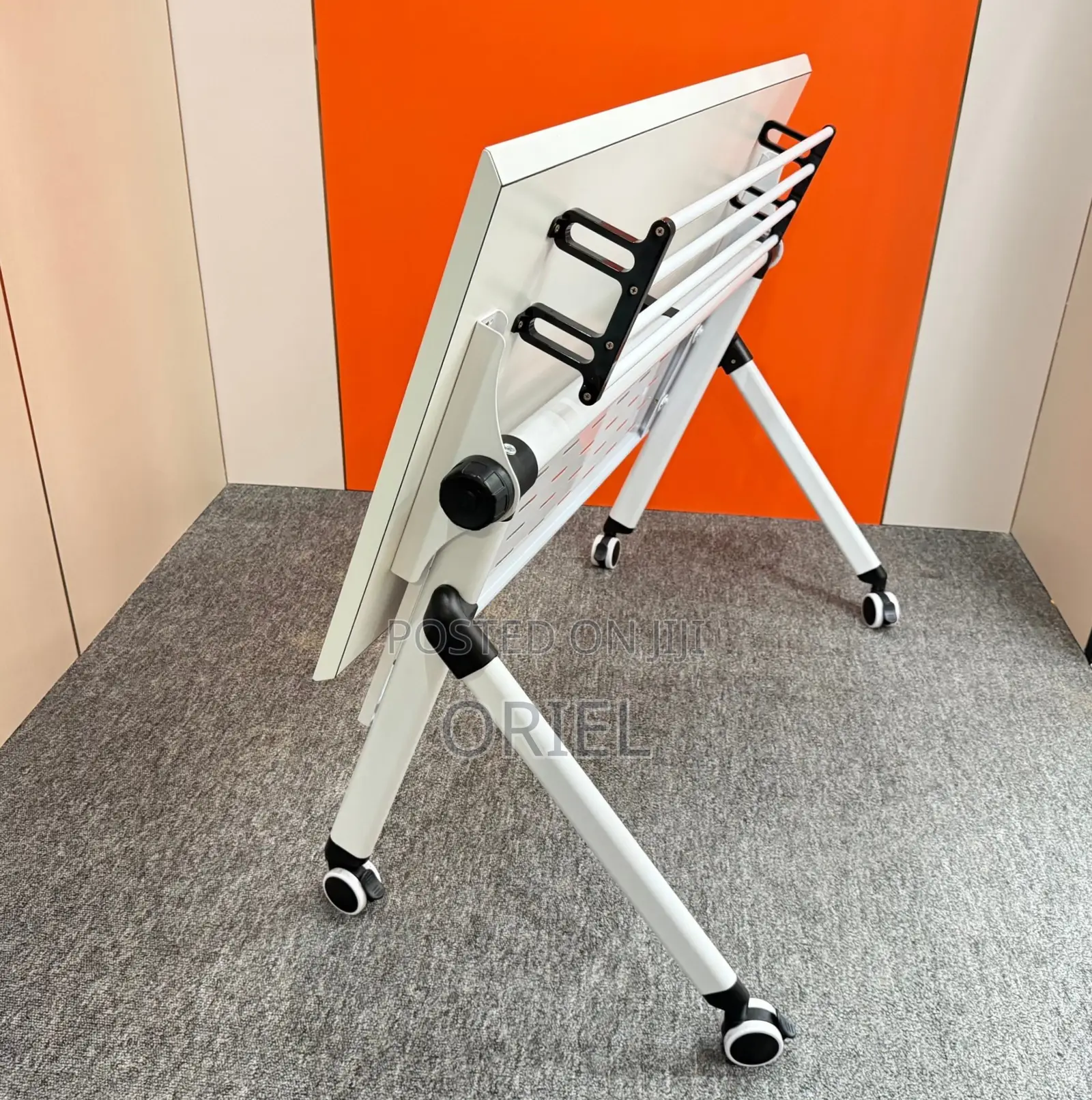 Office Table : White Pedestal Base 120CM Foldable Mobile Table
