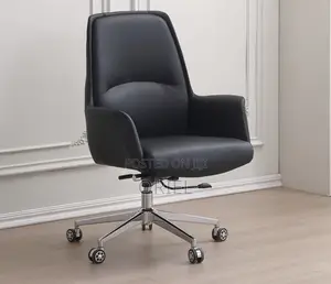 Executive Office Chair : Mid-Back Leather Desk Seat
