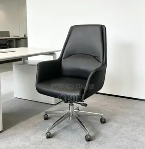 Executive Office Chair : Mid-Back Leather Desk Seat