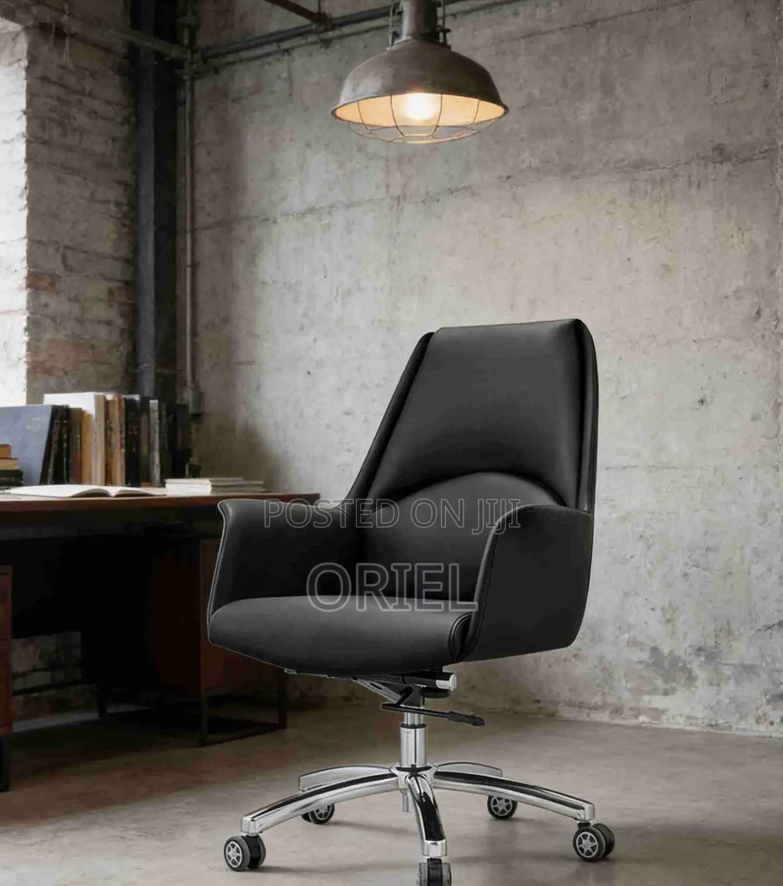 Executive Office Chair : Mid-Back Leather Desk Seat