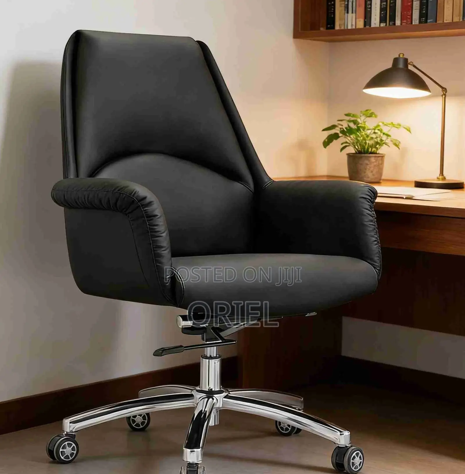 Executive Office Chair : Mid-Back Leather Desk Seat