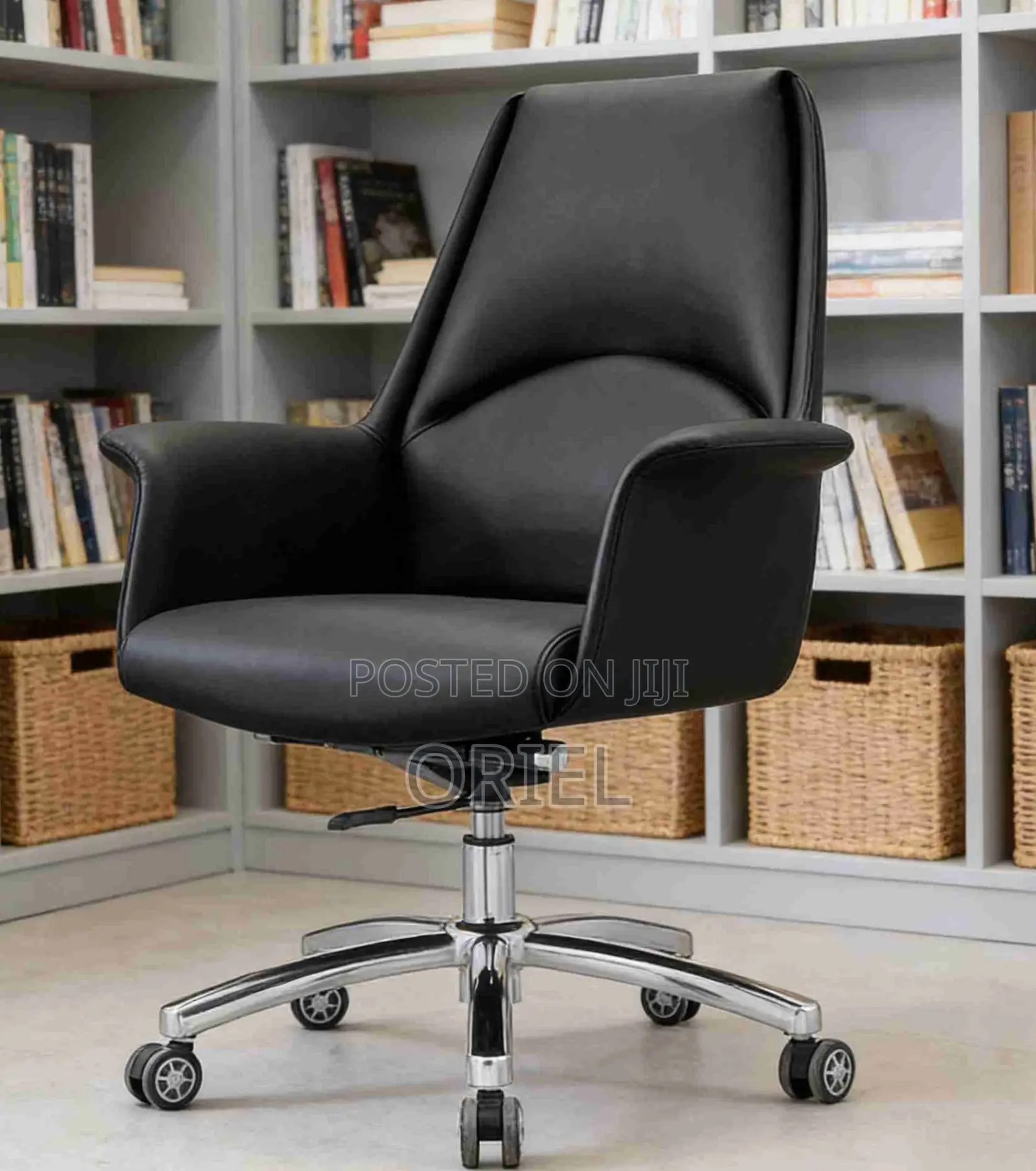 Executive Office Chair : Mid-Back Leather Desk Seat