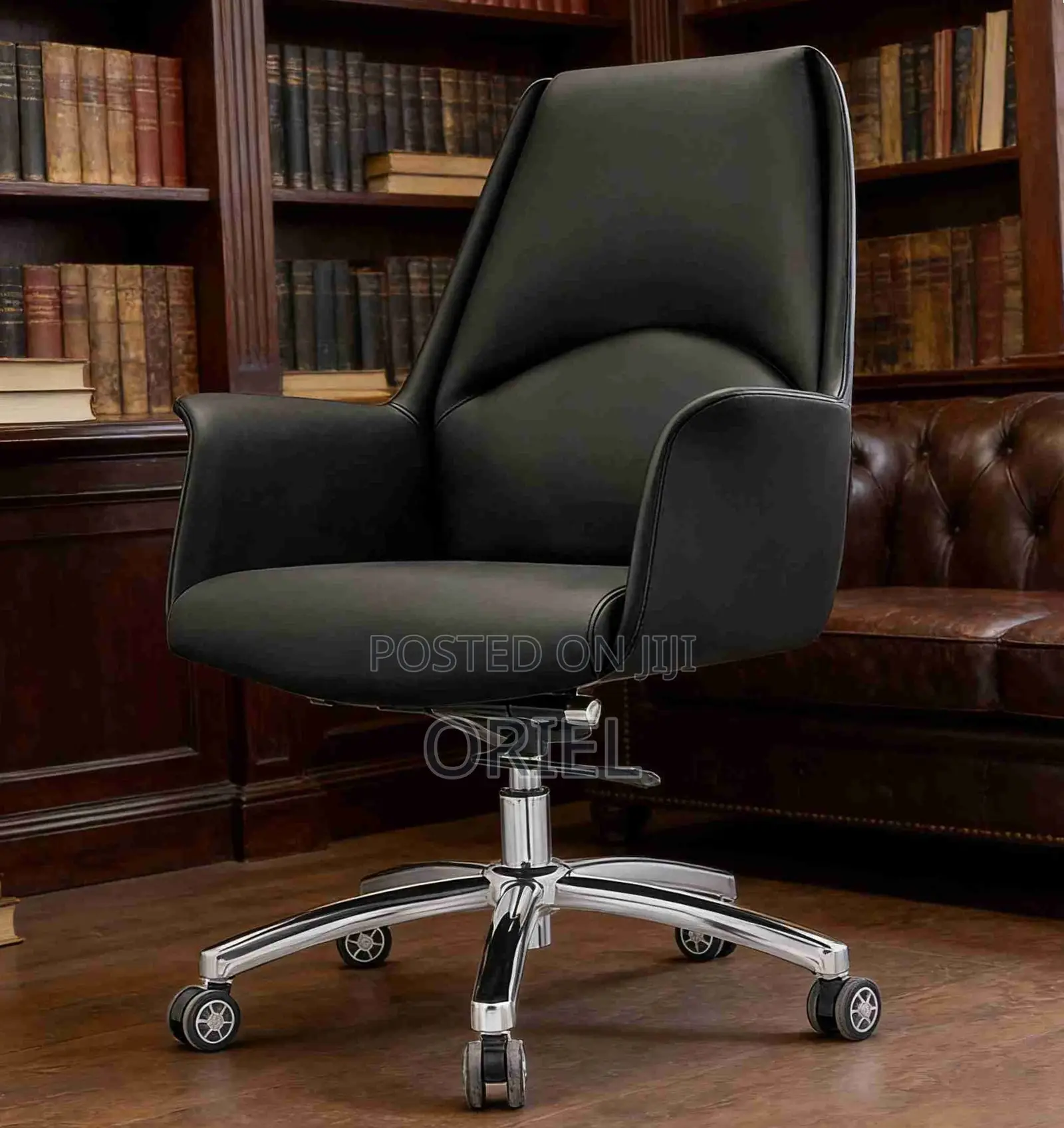 Executive Office Chair : Mid-Back Leather Desk Seat