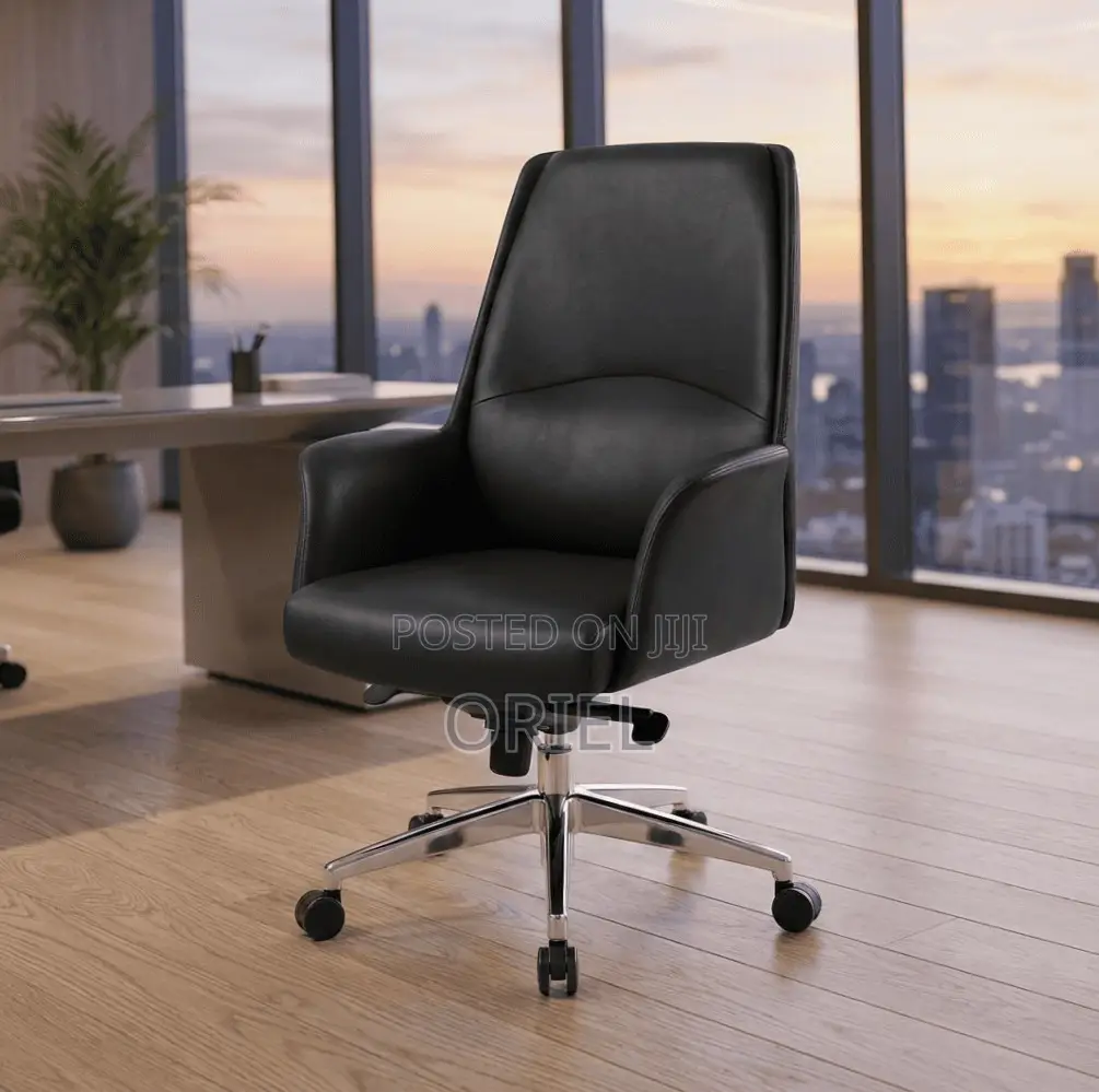 Executive Office Chair : Mid-Back Leather Desk Seat