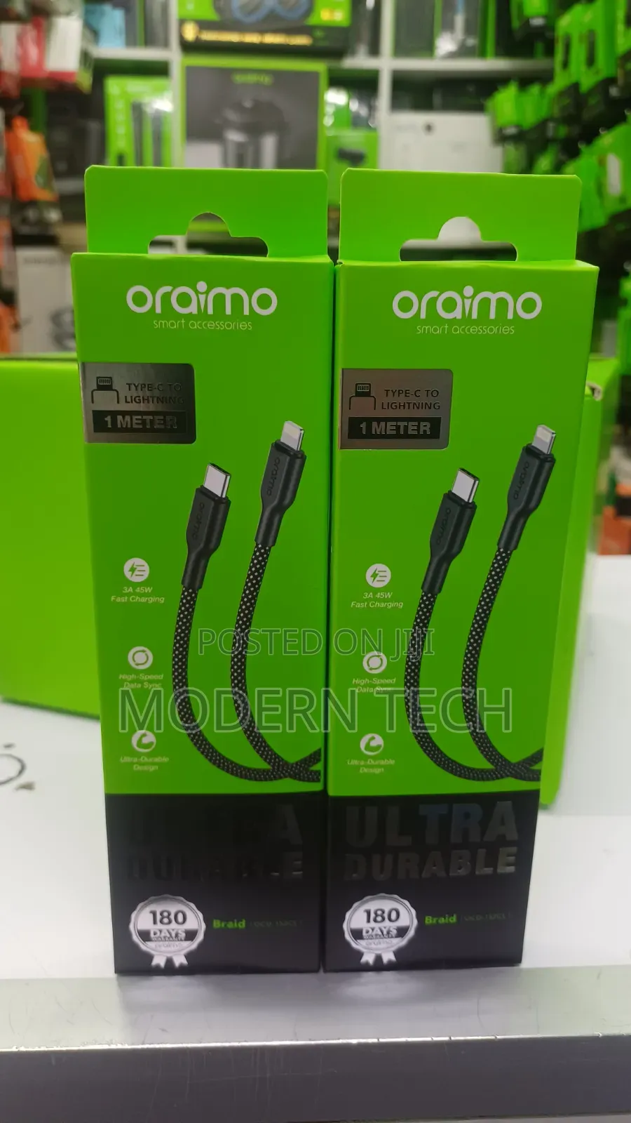 Oraimo Braid 3A 45W Fast Charging Type-C to Lightning With 1M
