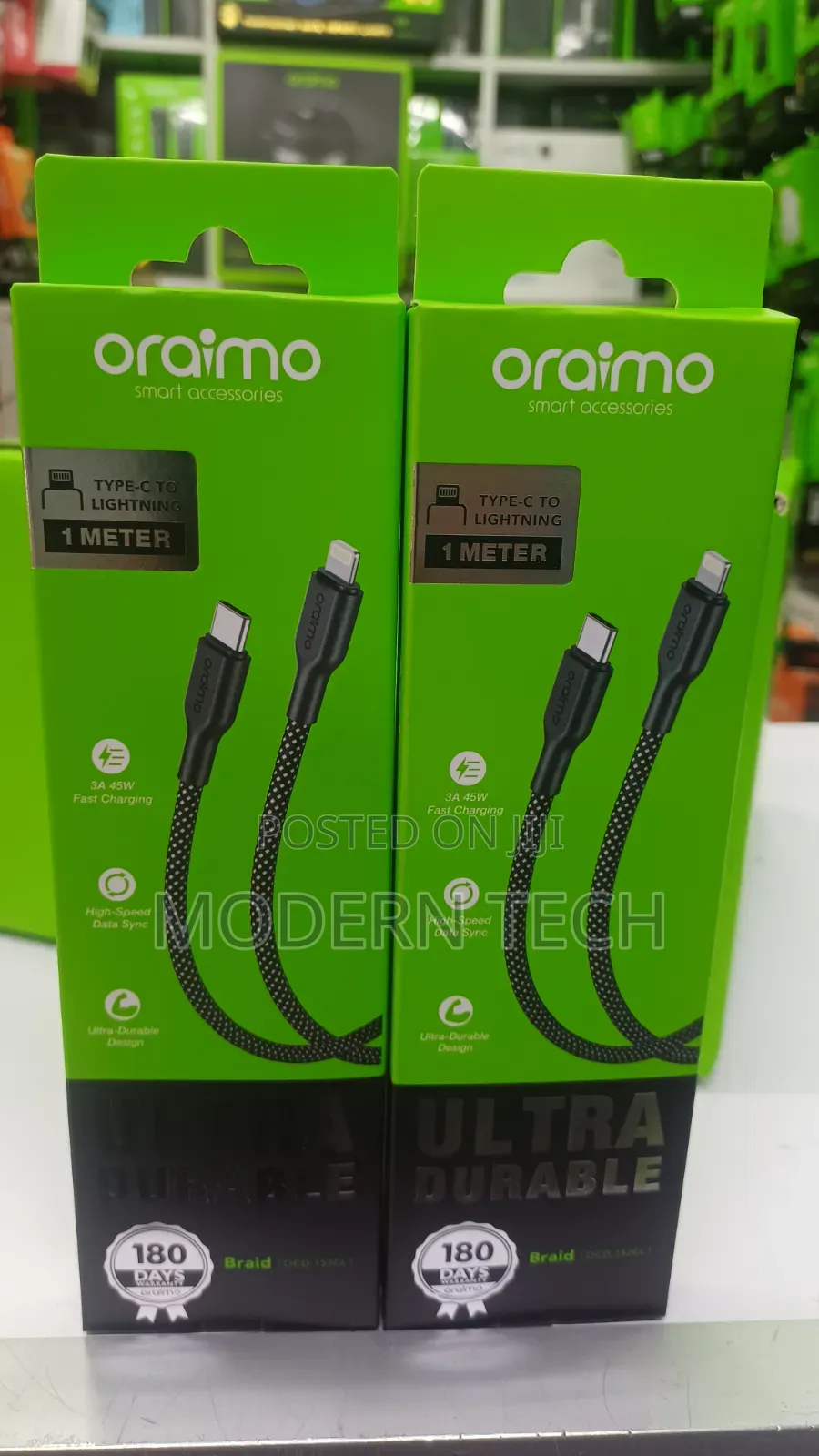 Oraimo Braid 3A 45W Fast Charging Type-C to Lightning With 1M