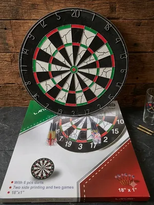 Double-Sided Flocked Dartboard Set (18" X 1") With 6 Darts