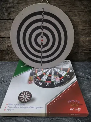 18" Double-Sided Flocked Dartboard Set + 6 Darts