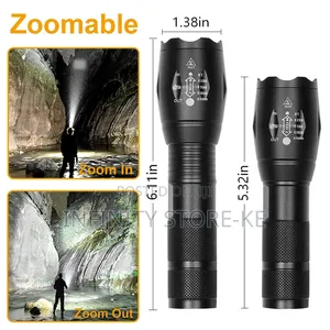 Heavy Duty Led Flashlight Long Range Zoom Torch With a Wrist Strap