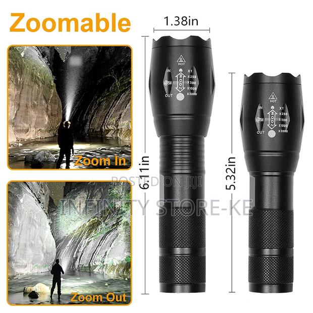 Heavy Duty Led Flashlight Long Range Zoom Torch With a Wrist Strap - thumbnail 2