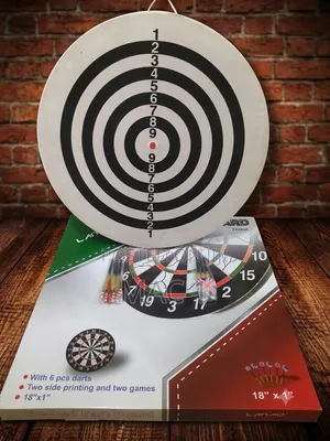 18-Inch 2-in-1 Flocked Dartboard Game Set With 6 Darts