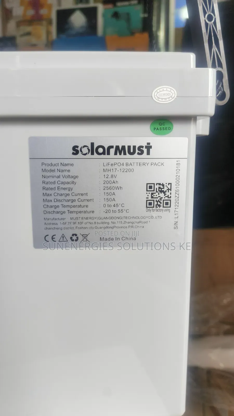 2.56kwh 12.8v Solar Must Lithium Battery