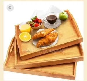 3 PC Bamboo Wooden Serving Tray / Wooden Tray