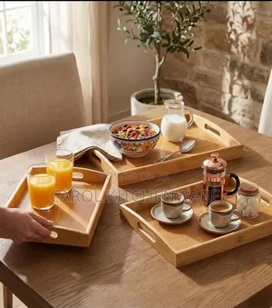 3 PC Bamboo Wooden Serving Tray / Wooden Tray