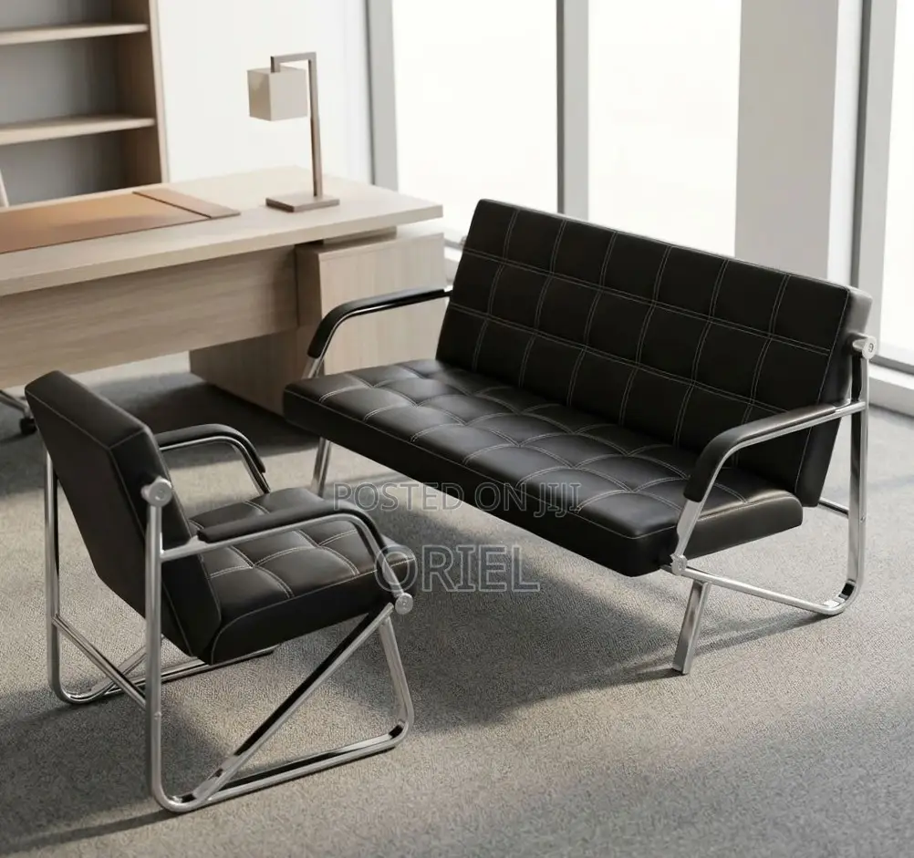 Office Reception Sofa : 5-Seater Leather Sofa