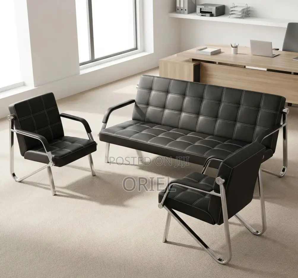 Office Reception Sofa : 5-Seater Leather Sofa