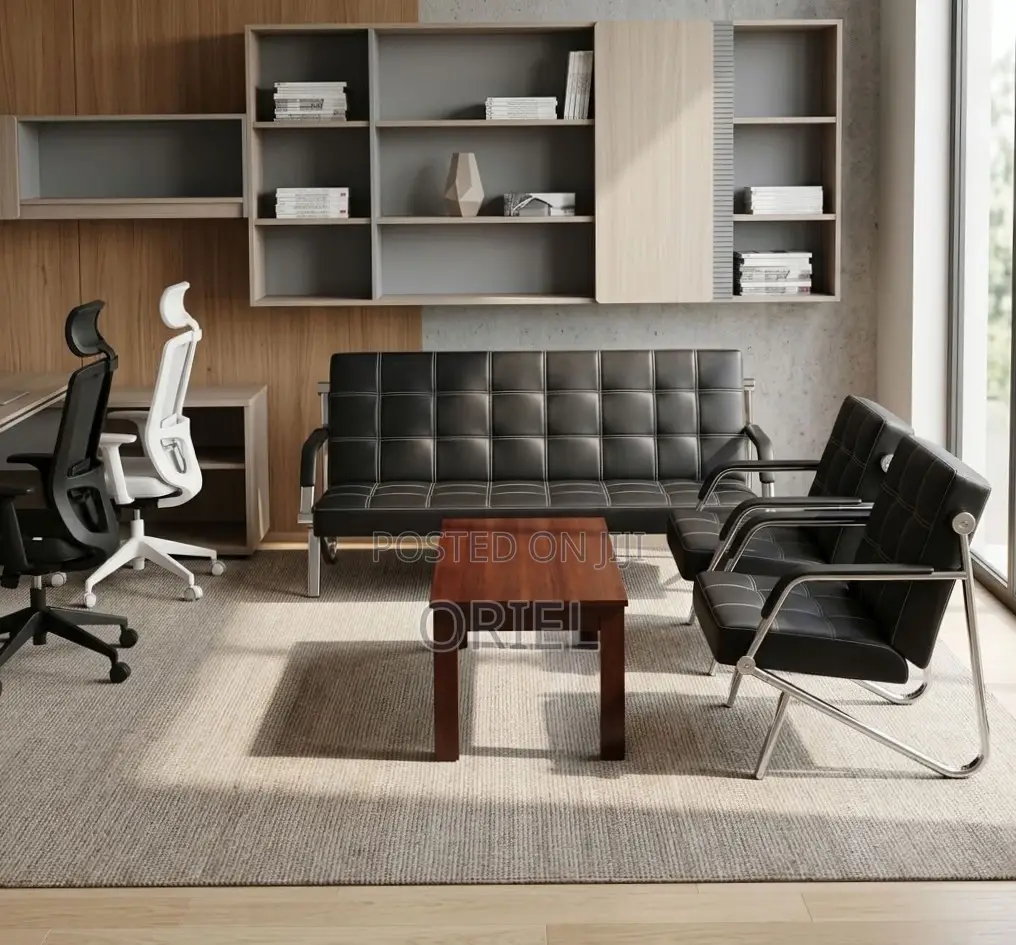 Office Reception Sofa : 5-Seater Leather Sofa