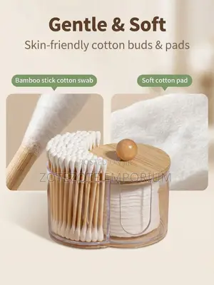 2-in-1 Bamboo Lid Transparent, Desktop Makeup Organizer Box