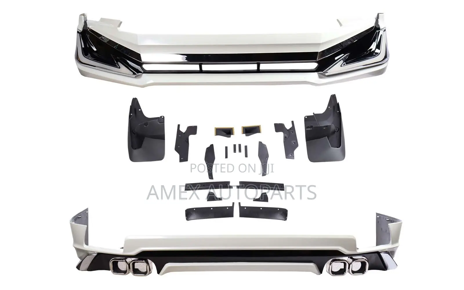 Bumper Lip Kit Set Toyota Prado FJ150 2018 With LED Double Exhaust
