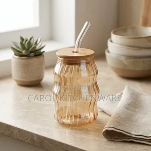 500 Ml Wavy Glass Tumblers / Smoothie Glass Cup