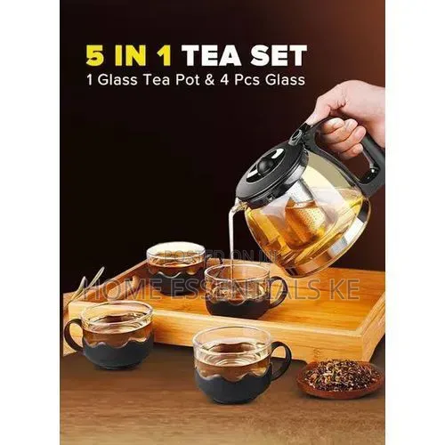 Borosilicate Glass 5in1 Tea Pot [1L Infusion Tea Pot + 4- 160ml Cups]