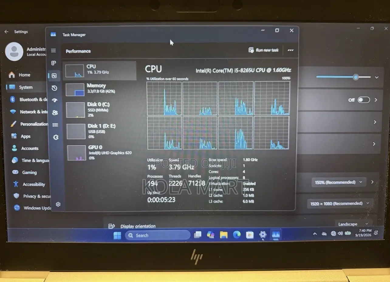 Laptop HP EliteBook 830 G6 8GB Intel Core i5 SSD 256GB