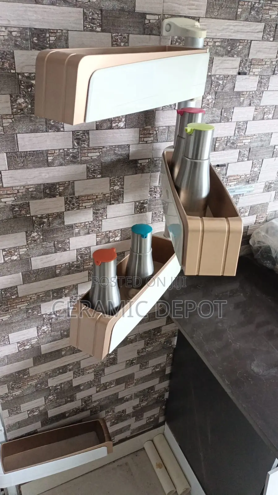 Rotating Wall Hanging Rack With 3 Storage Compartments